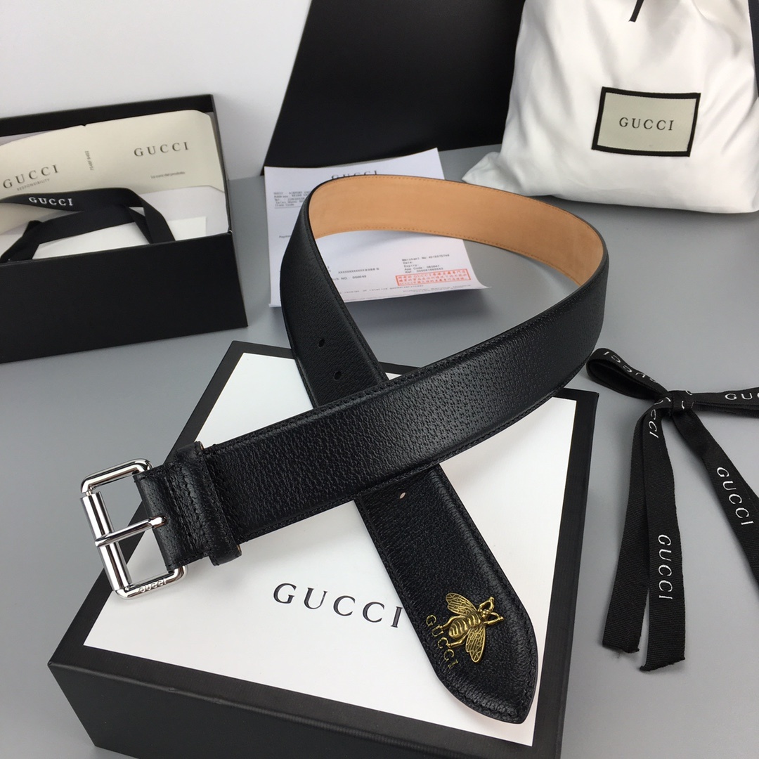 Gucci Belt With Bee Print Black For Women, Women Belt