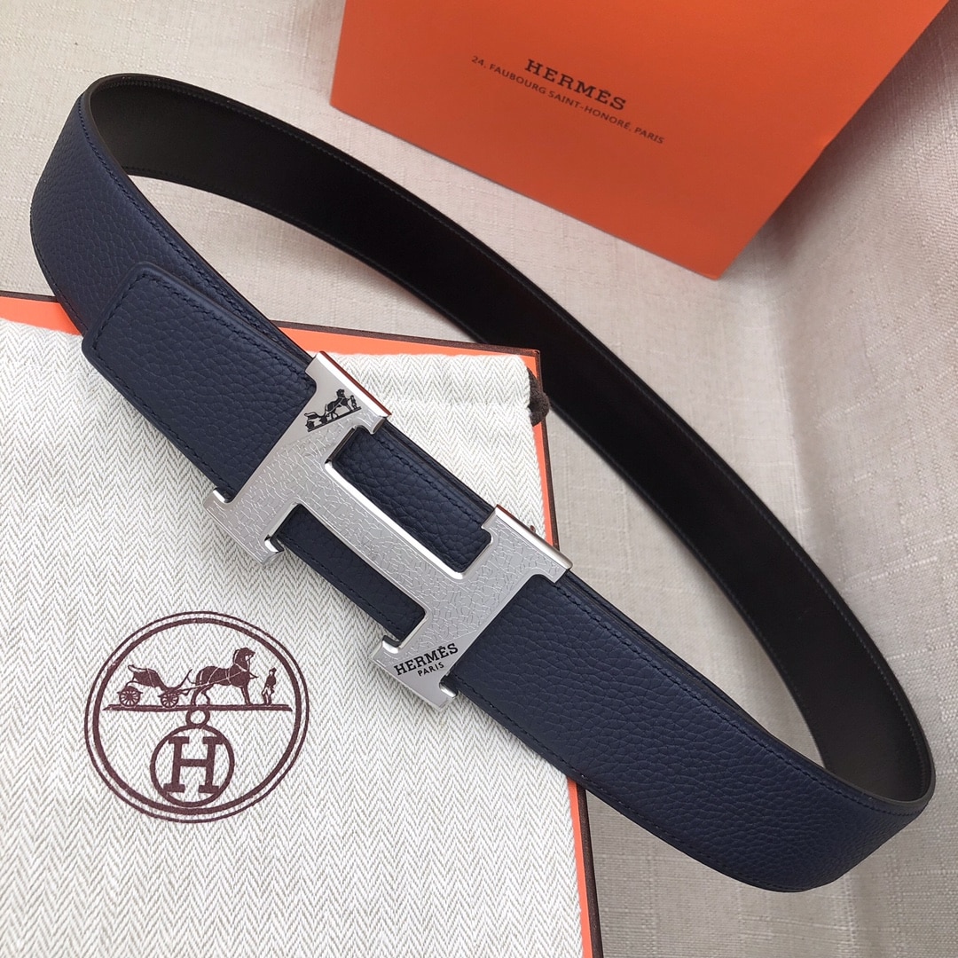 Hermes H Belt Buckle and Reversible Blue For Women, Women Belt